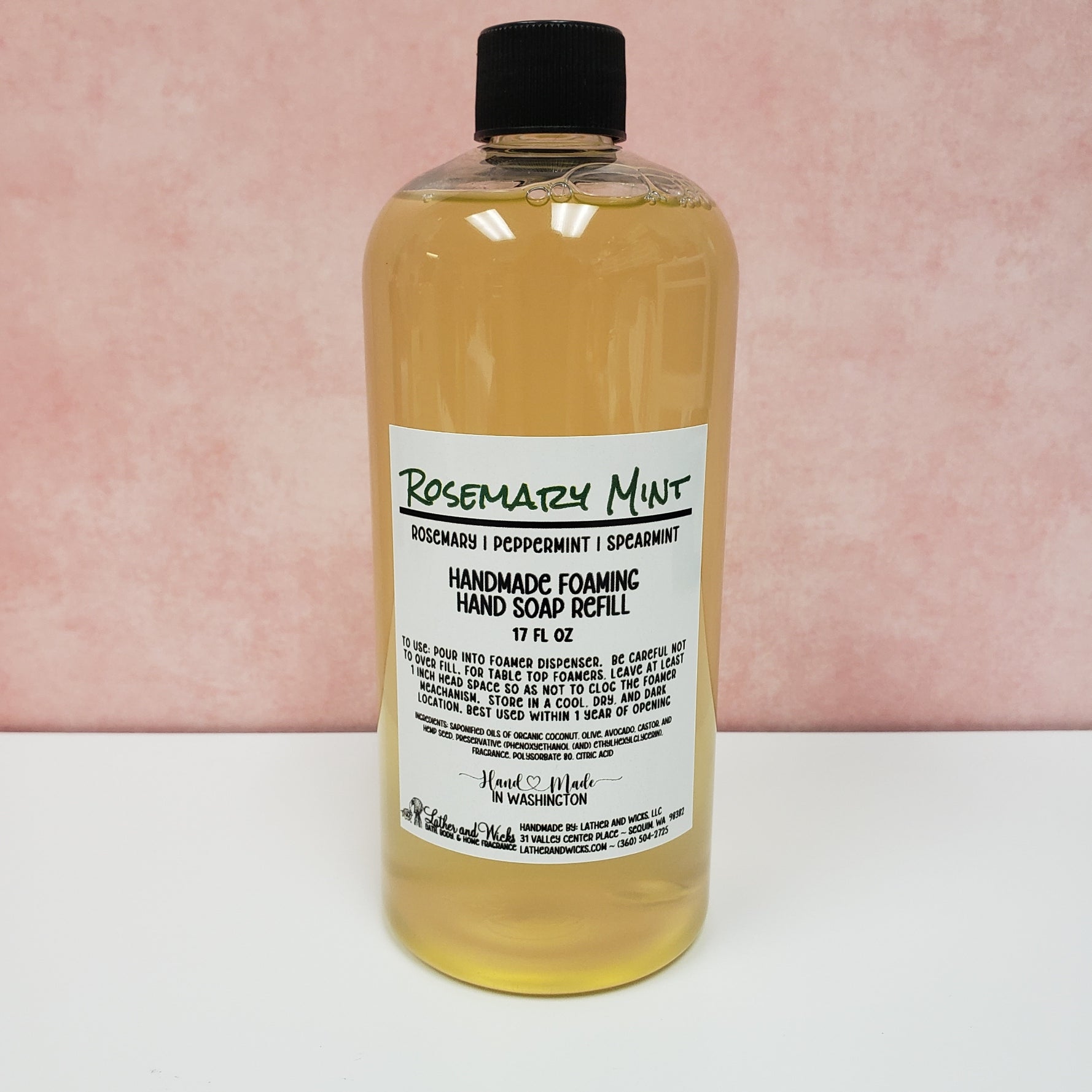 Rosemary Mint 17 fl oz foaming hand soap refill bottle.